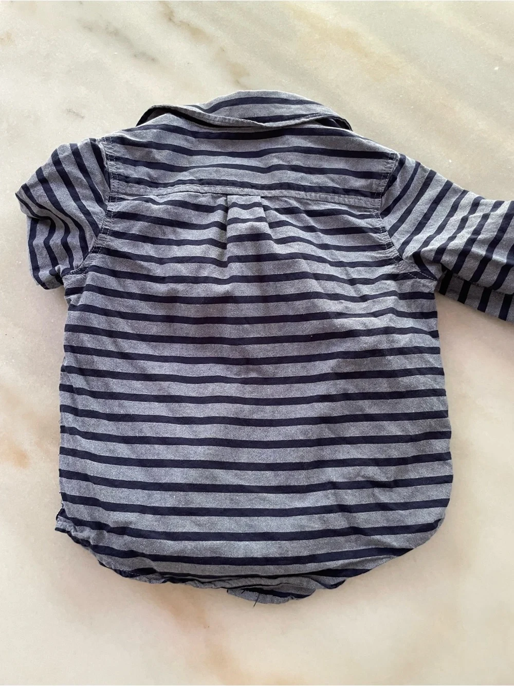 GAP Navy and Gray Striped Button-Down Shirt